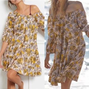 Anthropologie Daily Practice Loose Fit Floral Tie Back Dress Sz M EUC
